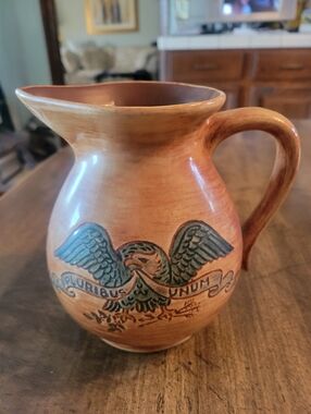 Hand-Painted Brown Ceramic Eagle Pitcher - Home Art